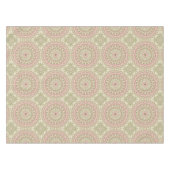 抽象芸術メダリオンデザインインピンクとグリーン テーブルクロス (正面(横))