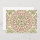 抽象芸術メダリオンデザインインピンクとグリーン ポストカード (正面/裏面)