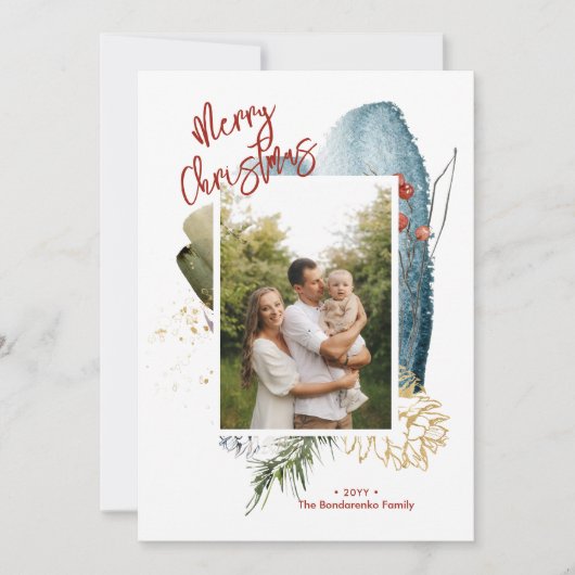 抽象芸術メリークリスマスカスタムクリスマスのホリデーフォトカード シーズンカード (正面)