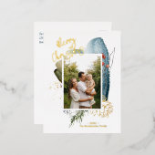 抽象芸術メリークリスマスカスタムクリスマスのホリデーフォトカード 箔シーズンポストカード (正面/裏面)