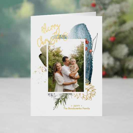 抽象芸術メリークリスマスカスタムクリスマスのホリデーフォトフォイル 箔シーズンカード (クリスマスインサイチュ)
