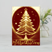 抽象芸術メリークリスマスツリーテーマイラストレーション 箔シーズンカード (立ち正面)