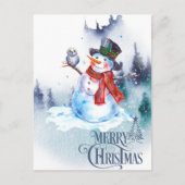 抽象芸術メリークリスマス雪だるま冬場 シーズンポストカード (正面)