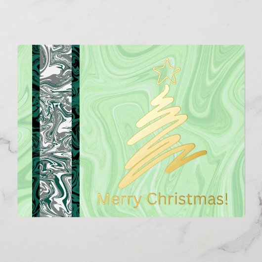 抽象芸術メリークリスマス！（木）はがき 箔シーズンポストカード (正面)