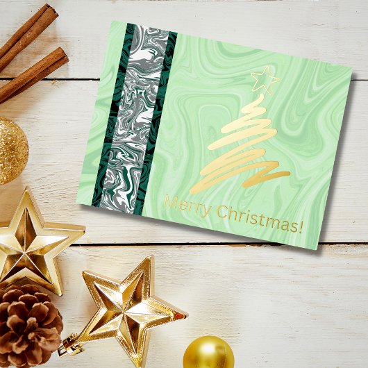 抽象芸術メリークリスマス!(木)はがき 箔シーズンポストカード