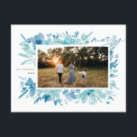 抽象芸術メリーブルーフラワークリスマス シーズンポストカード<br><div class="desc">メリー抽象芸術ブルーフローラクリスマスホリデーデザイン</div>