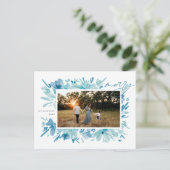 抽象芸術メリーブルーフラワークリスマス シーズンポストカード (スタンド正面)