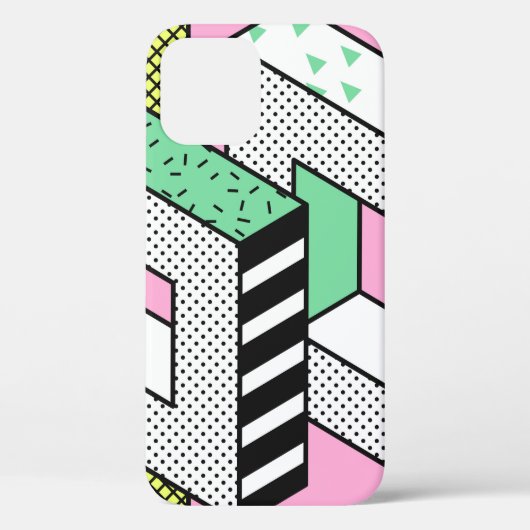 抽象芸術メンフィと3Dジオメトリのシームレスなパターン Case-Mate iPhoneケース (裏面)