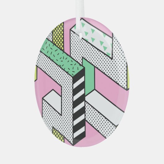 抽象芸術メンフィス: 80年代の幾何形状。 ガラスオーナメント (正面左)