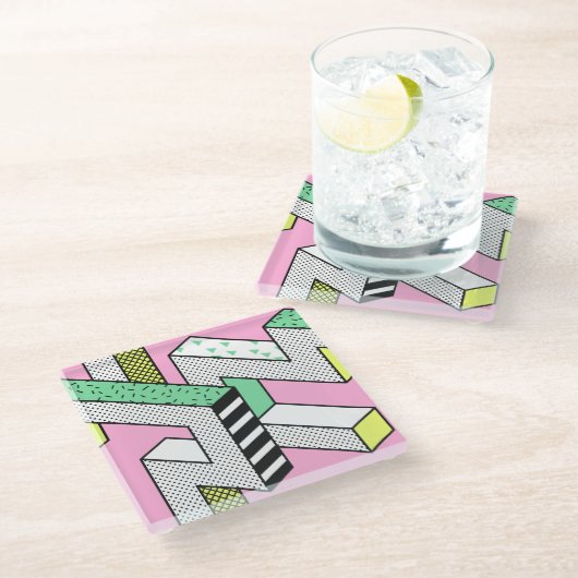 抽象芸術メンフィス: 80年代の幾何形状。 ガラスコースター (アングル)