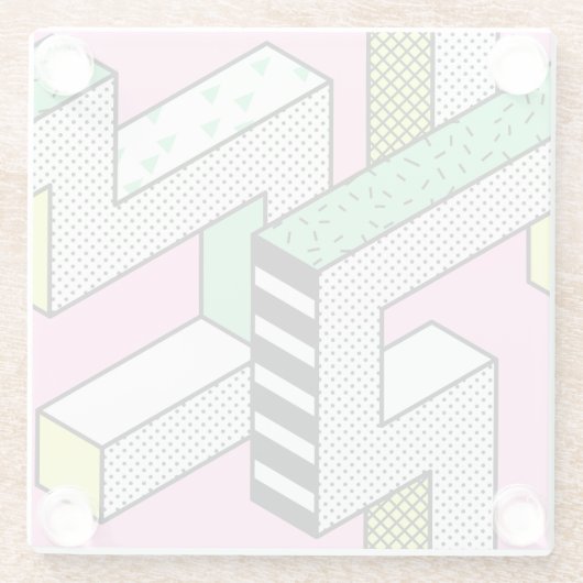 抽象芸術メンフィス: 80年代の幾何形状。 ガラスコースター (裏面)