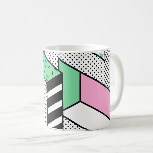 抽象芸術メンフィス： 80年代の幾何形状。 コーヒーマグカップ (正面右)