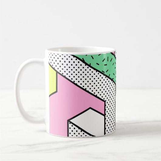 抽象芸術メンフィス: 80年代の幾何形状。 コーヒーマグカップ (左)
