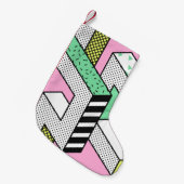 抽象芸術メンフィス： 80年代の幾何形状。 スモールクリスマスストッキング (正面 (吊り時))