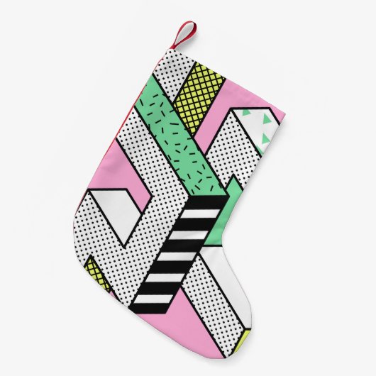 抽象芸術メンフィス: 80年代の幾何形状。 スモールクリスマスストッキング (正面 (吊り時))