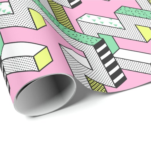 抽象芸術メンフィス: 80年代の幾何形状。 ラッピングペーパー (ロールコーナー)