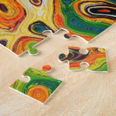 抽象芸術モカラフルザイ絵画ク贈与 ジグソーパズル (側面)