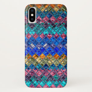 抽象芸術モザイクのステンドグラスのパターン#3 iPhone X ケース