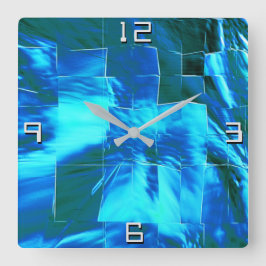 抽象芸術モザイクスケッチスカイまたは軽アルミニウム？ スクエア壁時計