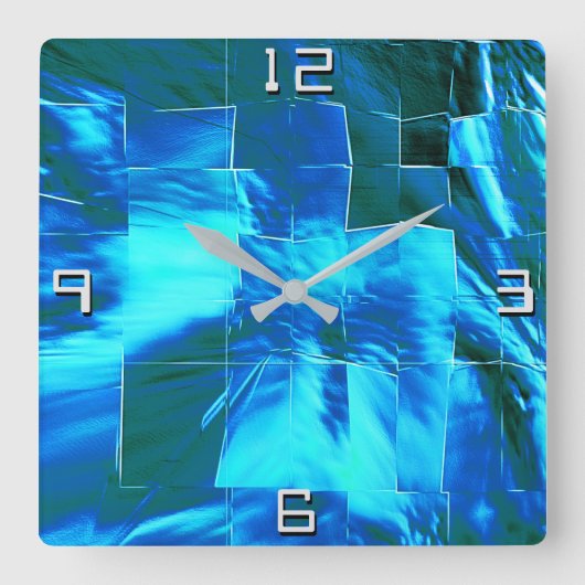 抽象芸術モザイクスケッチスカイまたは軽アルミニウム？ スクエア壁時計 (正面)