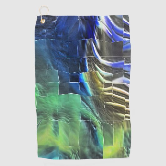 抽象芸術モザイクスケッチ軽く彫刻され、サテン ゴルフタオル (正面)