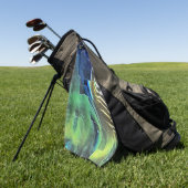 抽象芸術モザイクスケッチ軽く彫刻され、サテン ゴルフタオル (グリーン)