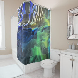 抽象芸術モザイクスケッチ軽く彫刻され、サテン シャワーカーテン