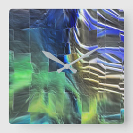 抽象芸術モザイクスケッチ軽く彫刻され、サテン スクエア壁時計