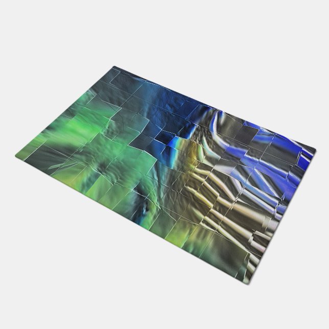 抽象芸術モザイクスケッチ軽く彫刻され、サテン ドアマット (アングル)