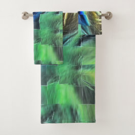 抽象芸術モザイクスケッチ軽く彫刻され、サテン バスタオルセット