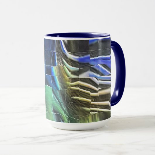 抽象芸術モザイクスケッチ軽く彫刻され、サテン マグカップ (正面右)
