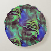 抽象芸術モザイクスケッチ（粗緑青） ラウンドクッション (裏面)