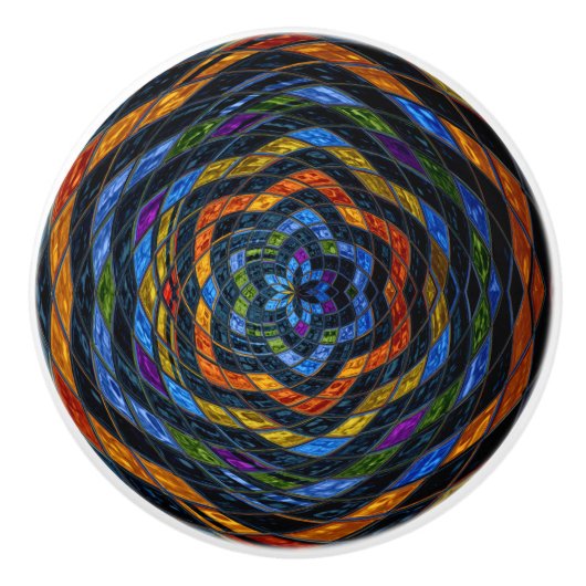 抽象芸術モザイクステンドグラス#5 セラミックノブ (正面)