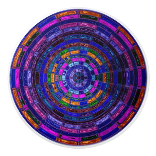 抽象芸術モザイクステンドグラス#9 セラミックノブ (正面)