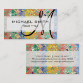 抽象芸術モザイクパターカスタムンモノグラム#2 名刺 (正面/裏面)