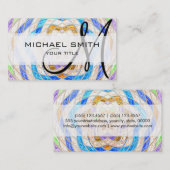 抽象芸術モザイクパターカスタムンモノグラム#7 名刺 (正面/裏面)