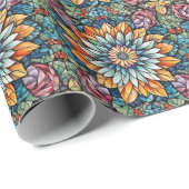 抽象芸術モザイクフラワー万華鏡のように千変万化するパターン ラッピングペーパー (ロールコーナー)