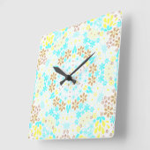 抽象芸術モザイク万華鏡フローラの花白 スクエア壁時計 (傾斜)