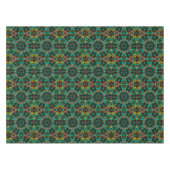 抽象芸術モザイク性フローラ花ブラック テーブルクロス (正面(横))