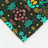 抽象芸術モザイク性フローラ花ブラック フリースブランケット (角)