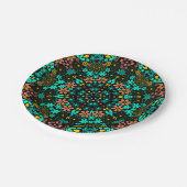 抽象芸術モザイク性フローラ花ブラック ペーパープレート (アングル)