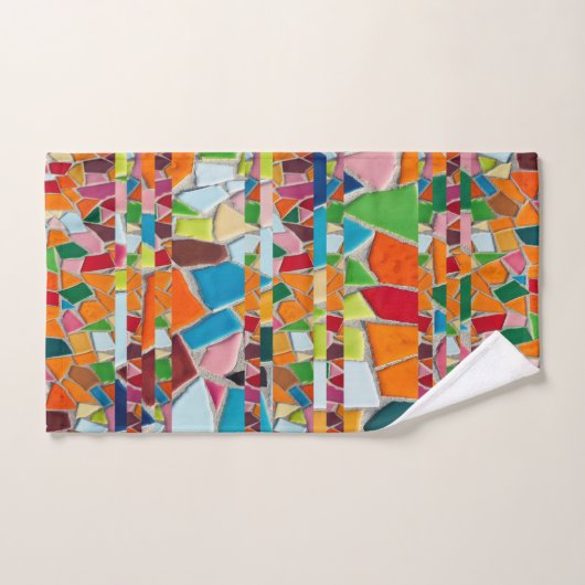 抽象芸術モザイク模様 バスタオルセット (ハンドタオル)