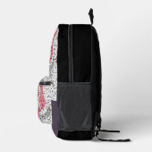 抽象芸術モザイク花バラピンク白グレーフローラ プリントバックパック (右)