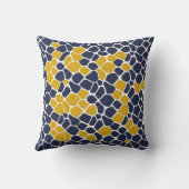 抽象芸術モザイク,ネイビーブルー,マスタードイエロー,白 クッション (裏面)