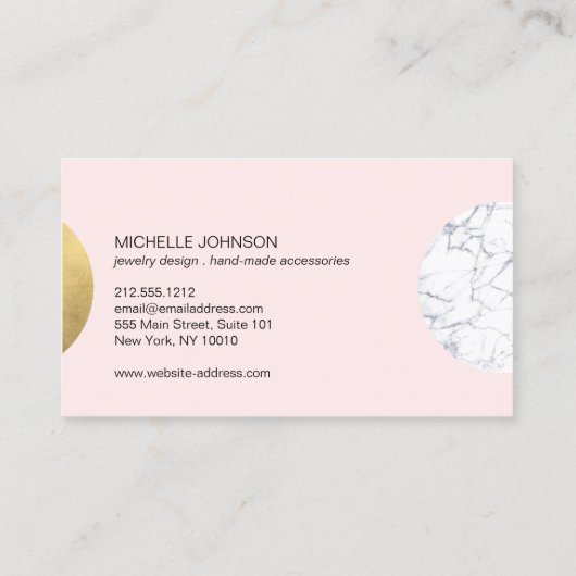 抽象芸術モダニスト大理石/金ゴールドサークルロゴピンクII 名刺 (裏面)