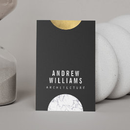 抽象芸術モダニスト大理石、金ゴールド、Dk Gray Designer 名刺