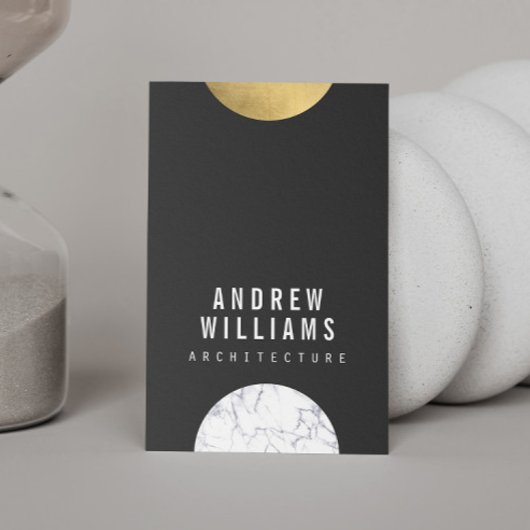 抽象芸術モダニスト大理石、金ゴールド、Dk Gray Designer 名刺