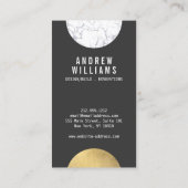 抽象芸術モダニスト大理石、金ゴールド、Dk Gray Designer 名刺 (裏面)