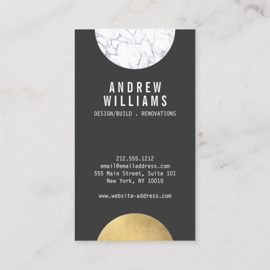 抽象芸術モダニスト大理石、金ゴールド、Dk Gray Designer 名刺 (裏面)