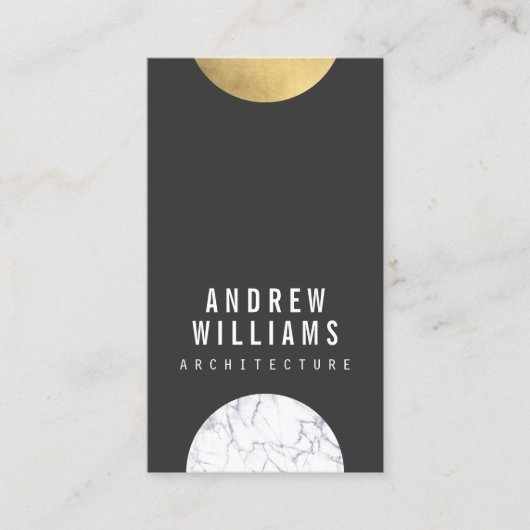 抽象芸術モダニスト大理石、金ゴールド、Dk Gray Designer 名刺 (正面)